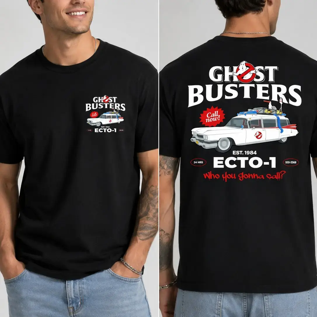 Ghostbusters ECTO-1 T-shirt, "Who You Gonna Call" T-shirt, hoodie Classic Halloween T-shirt for drivers, Made in the USA.