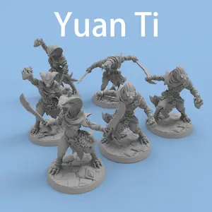 6 Pcs DND Yuan Ti Snake Folk Miniature Models 3D Printed Paintable Miniature for TRPG Collectible Figurine