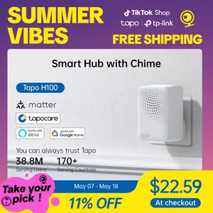 [Summervibes] TP-Link & Tapo H100 Smart Hub + Chime – 1 500 ft Long-Range, 64-Device Controller, 19-Ring Doorbell System, 90 dB Alarm, Ultra-Low-Power Sub-G, Works with Tapo Sensors, No Subscription Wireless