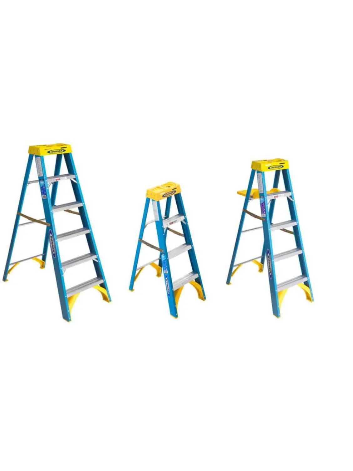 6004 6000 Series 4 ft. Fiberglass Step Ladder for Construction, with Aluminum Components, Slip-Resistant Shoes, 250lb Capacity & Deeply Serrated Steps