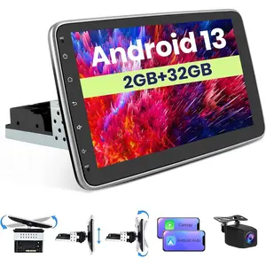 10 Inch Single Din  Stereo Upgrade, 2G+32G Android 13 Radio Replacement Touchscreen Rotating  Unit with   with /GPS/FM/AM/BackCamera/29 Theme