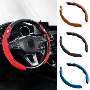 2pcs Non-Slip Suede Leather Car Steering Wheel Cover for Bmw E39 F30 F20 E60 E90 E46 G30 X3 X5 X1, Anti Slip and Durable Auto Accessory