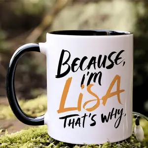 1pc Lisa-Inspired Ceramic Mug, 11oz Insulated Coffee Cup with "Because I'm Lisa That'S Why" Design, Reusable for Hot & Cold Drinks, Hand Wash Only - Perfect Gift for Birthdays, Holidays, Christmas, New Year, Valentine'S Day, Coffee Bar Accessories