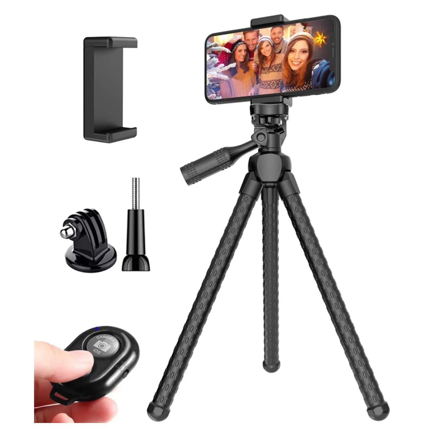 Portable Flexible Camera Tripod with Smartphone Holder and Remote Control for Easy Photography