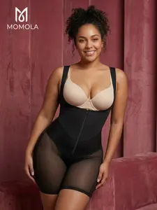 MOMOLA Open Bust Bodysuit Shapewear for Women - Firm Tummy Control Mid-Thigh Fajas with Zipper
