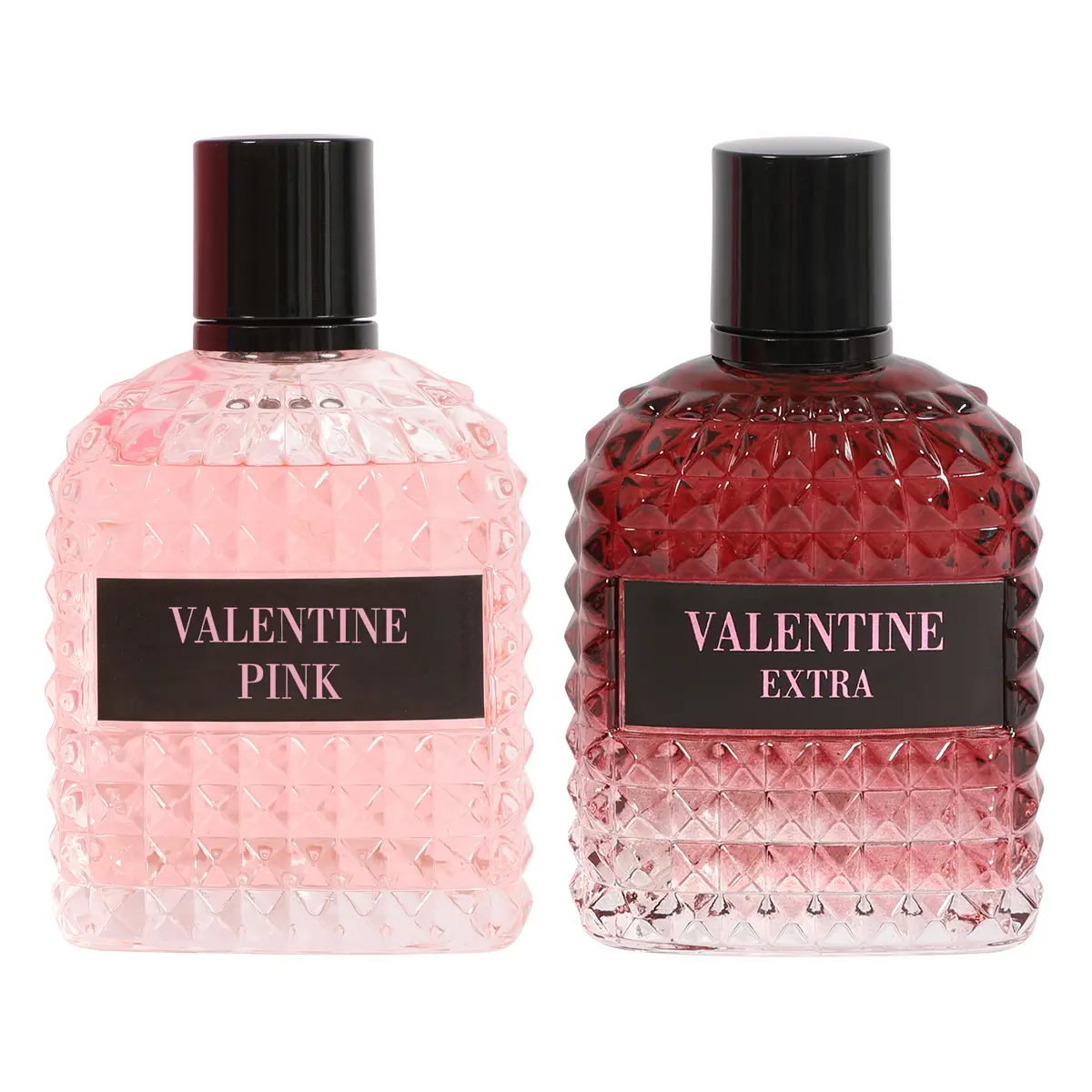 Pink & Extra Fragrance Set - Elegant Glass Bottles with Black Caps - Perfect for Special Occasions