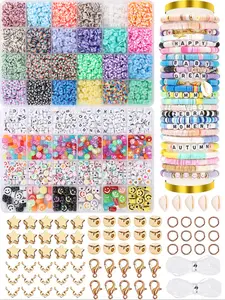3500pcs Soft Clay Beads Bracelet Making Kit, Friendship Bracelet Set, Flat Beads for Jewelry DIY, Necklace Handmade Gift, Diy Beading Accessories