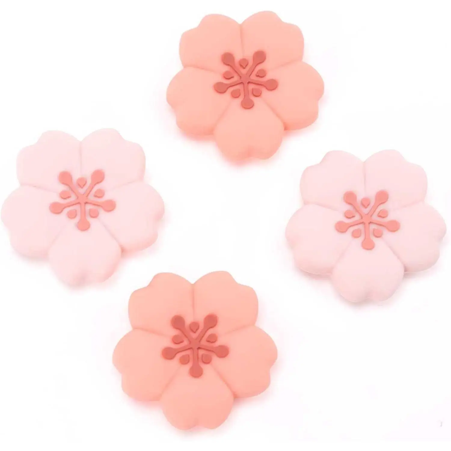 H-69 4PCS Silicone Cherry Blossom Joystick Thumb Grip Caps, Kawaii Console Accessories, Compatible with Switch/OLED/Lite, Ideal Gift for Switch Players