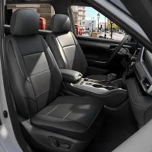 GIANT PANDA Front Car Seat Cover for Chevy Silverado 1500 2500 3500 Trucks, Leather Bucket Seat Protectors,Faux Leather(Black) 2pcs