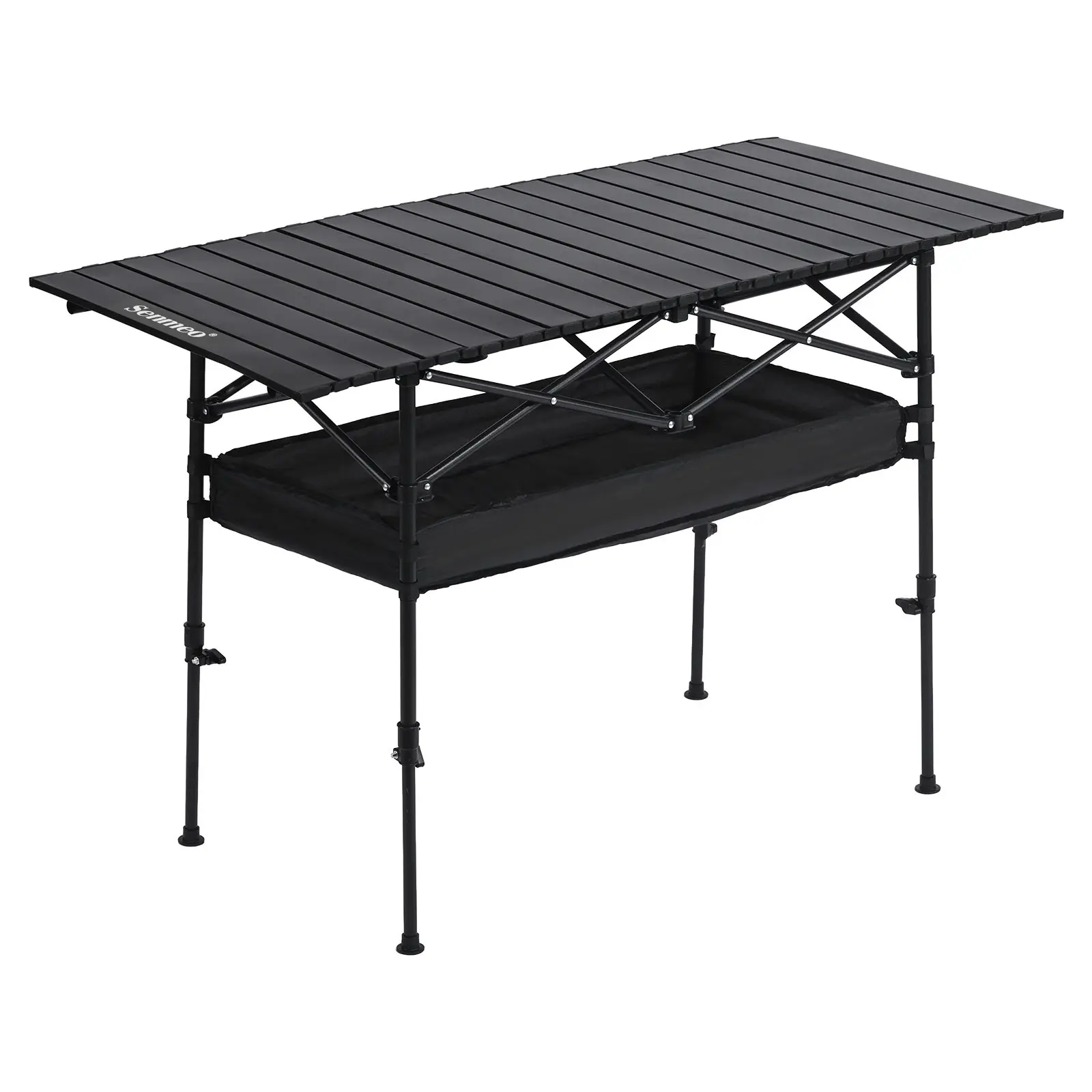 [Upgraded] Senmeo Foldable Outdoor Camping Table Height Adjustable-More Stable! with Mesh Storage Bag And Carrying Bag, Portable Aluminum Rolling Table for Indoor, Outdoor, Camping, Beach, Backyard, Barbecue, Party, Patio, Picnic-Easy to Store