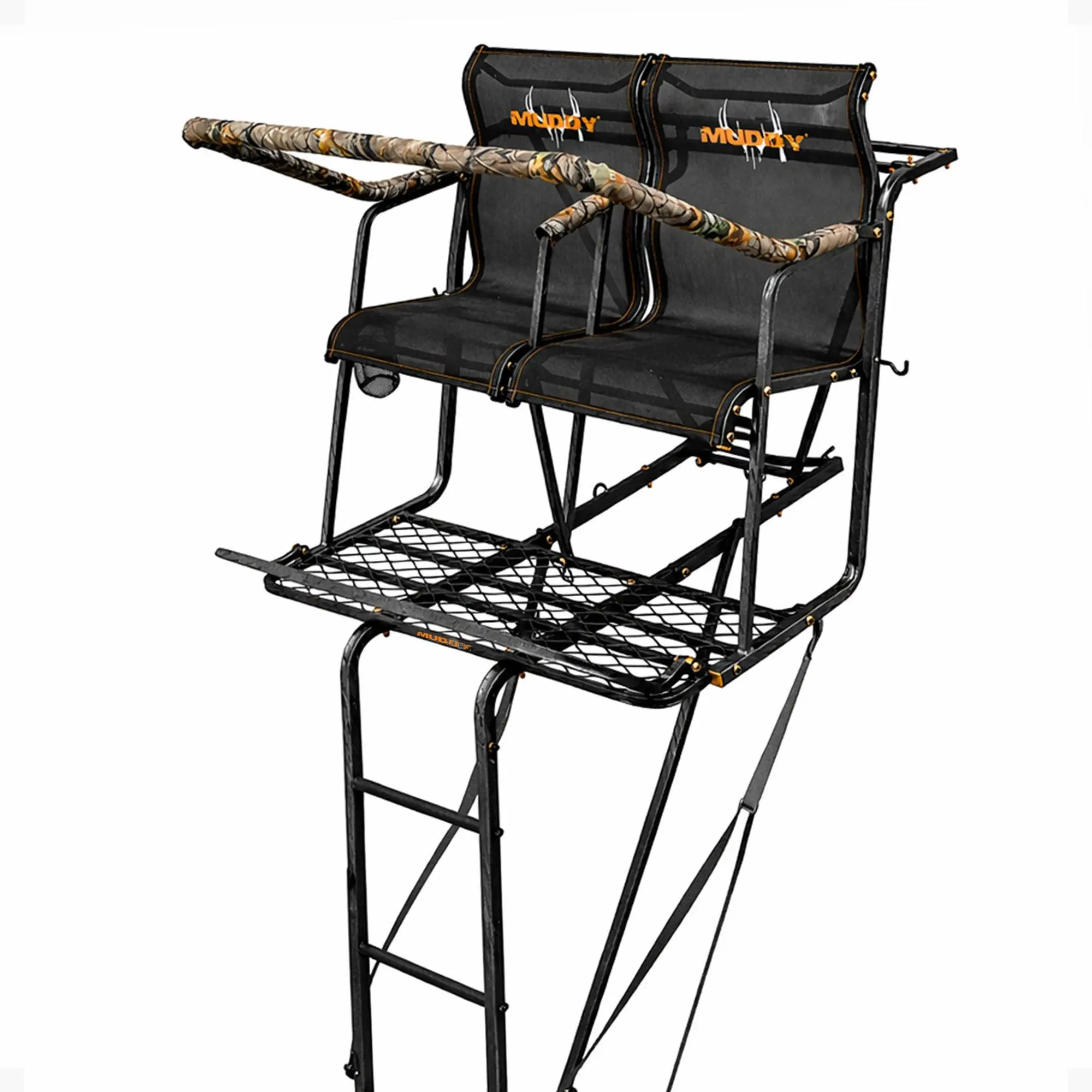 Muddy Stronghold 2.5 Deer Hunting 18 Foot Ladderstand Tree Stand w/Hercules Grip Muddy Stronghold 2.5 Deer Hunting 18 Foot Ladderstand Tree Stand w/Hercules Grip