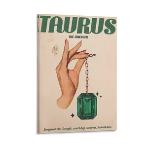 Crystal Poster Vintage Taurus Sign Wall Art Taurus Vintage Poster Decor Print