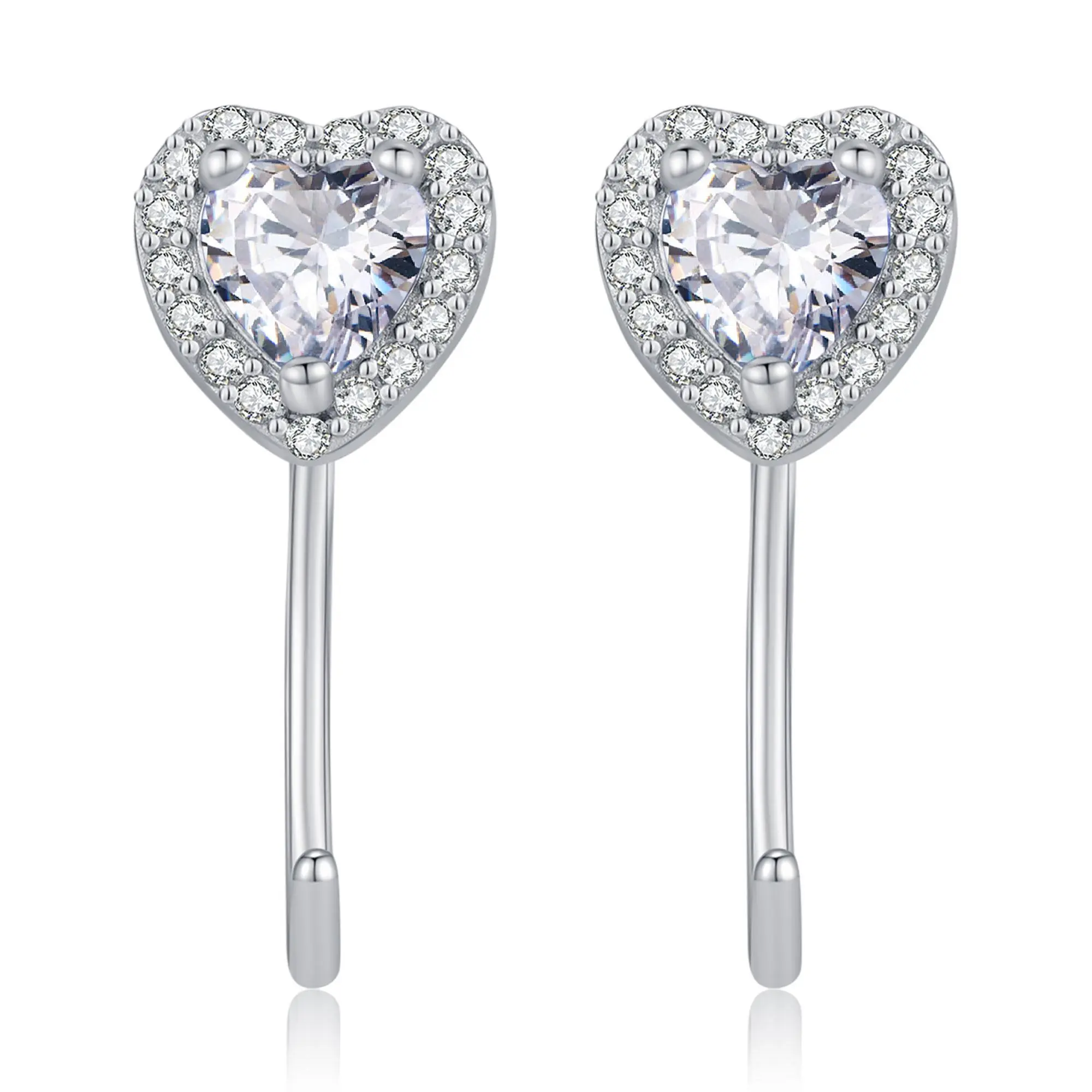 DRINSPER Women's Cubic Zirconia Heart Stud Earrings, Ideal Valentine's Day/Anniversary Gift for Girlfriends, Special Occasion Jewelry