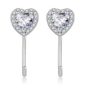 DRINSPER Women's Cubic Zirconia Heart Stud Earrings, Ideal Valentine's Day or Anniversary Gift for Girlfriends or Wives, Jewelry for Special Occasions, Cubic Zirconia Earring