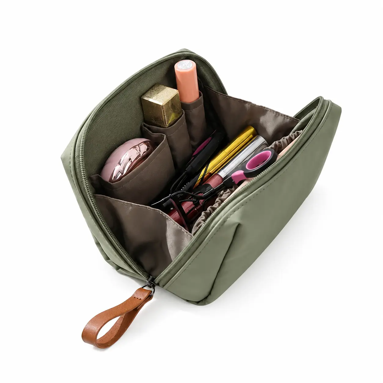 Portable Makeup Bag for Women & Men, Multi-Functional Cosmetic Pouch with Wristlet, Travel Toiletry Bag, Makeup Organizer & Storage Bag for Daily Use
