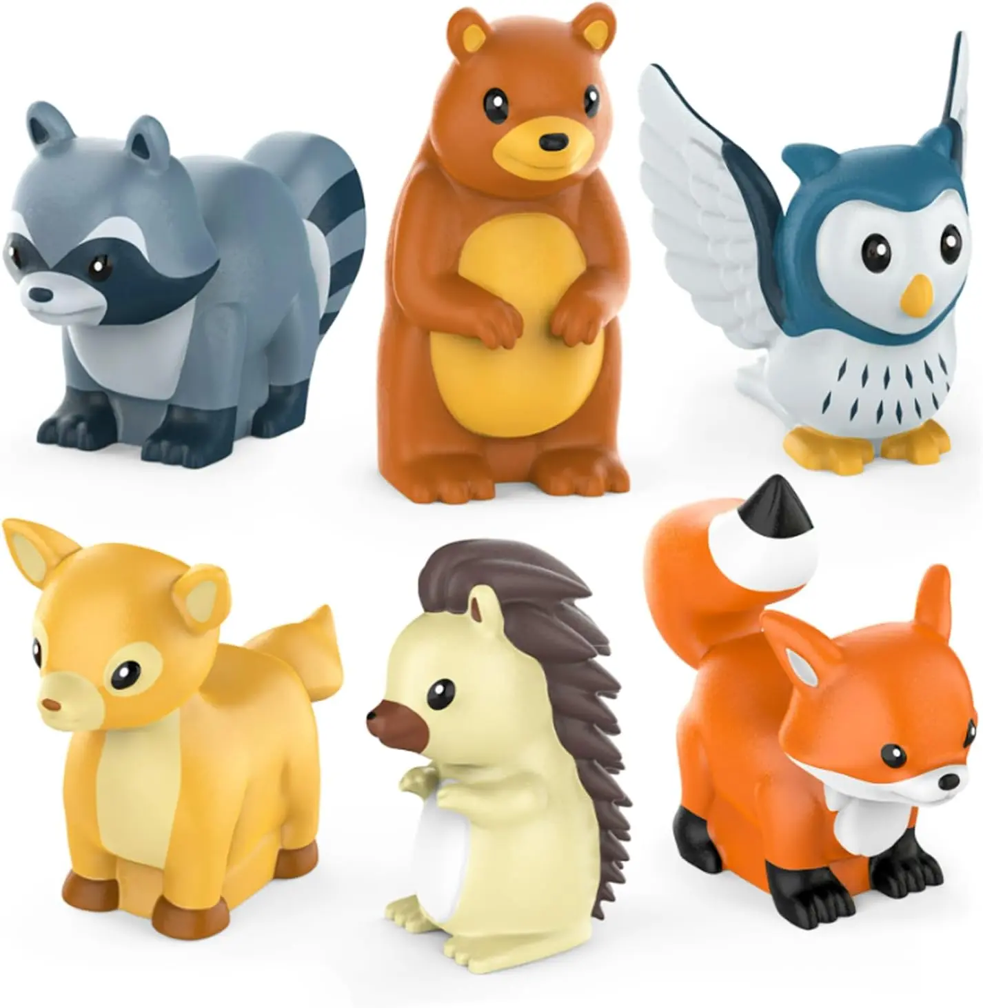 Tub Works Mold-Free Woodland Animals Baby Bath Toys (6-Pack, Fox & Hedgehog, Unisex PVC) - Sealed No-Hole Design, Moisture-Resistant, Soft Squeezable Floating Easy-Grip Toddler Bath Toy Set