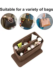 2026 Purse Organizer Insert for Handbags included Base Shaper, 2pc Set Bag Organizer with Zipper, Felt Bag Organizer for Tote bag, Purse Organizer for Speedy, Neverfull, Le Pliage Handbag and More, Handbag Storage Devices, Storage Bag for Women