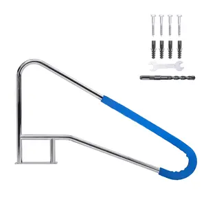 Garvee Upgraded 55"x32" Swimming Pool Handrail 385LBS 304 Stainless Steel Non-Slip Pool Railings