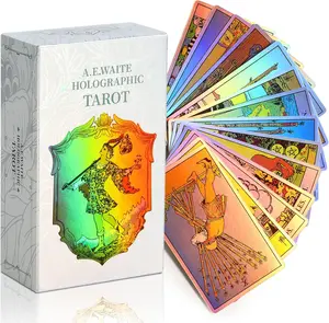 Rainbow Tarot Cards Decks, Tarot Card and Book Sets for Beginners, Holographic Tarot Deck