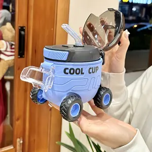 Cute Cartoon Car Water Cup, 18.6oz Portable Bouncy Straw, Fun Mars Design, Suitable for Rover Plastic Cups, Outdoor Use