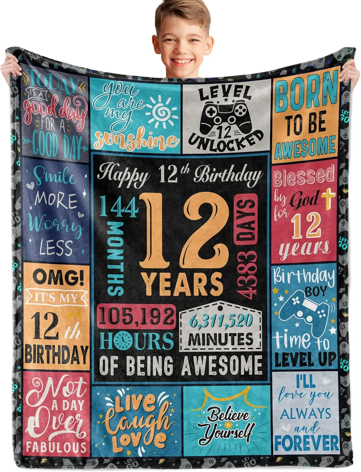 12 Year Old Boy Gift, Best Birthday Gifts for 12 Year Old Boy, 12 Year Old Boy Birthday Gifts, Boys Age 12 Gifts Idea, 12 Yr Old Gifts for Boy, 12th Birthday Decorations for Boys Blanket 60"X 50"