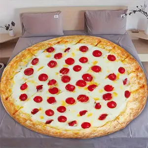 Mexican Realistic Ham Pizza Blanket, Soft Comfortable All-Season Blanket, Fun Gift for Family and Friends, Round Rug