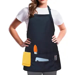 Aprons for Women Men with 7 Pockets Zipper Pocket Buckle Closure Short Apron for Server Waitress Hair Stylist