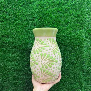Vase Relieve Boliche color Arena Verde Lima Sets 9.5In.