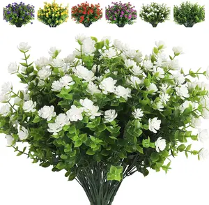 10Pcs Artificial Flowers Outdoor Fake Flowers for Decoration UV Resistant No Fade Faux Plastic Plants Garden Porch Window Box Décor Garden Accessories (White) - Home Improvement.