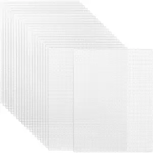 20 Pieces 7 Count Plastic Mesh Canvas Sheets, Eye Mesh for Embroidery, Acrylic Yarn Crafting, Knit and Crochet Projects(10.5 X 13.5 Inch)