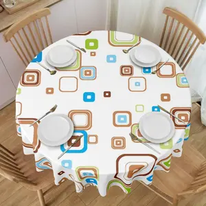 Geometric Style Print Tablecloth, Holiday Party Decorative Round Picnic Camping Cloth, Vintage Farmhouse Kitchen Accessory Gift
