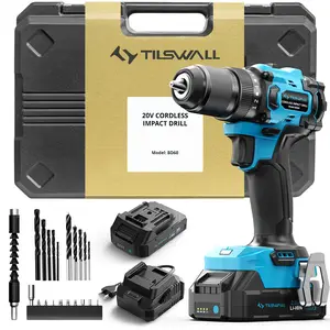 Tilswall 20V Cordless Power Impact Drill, with brushless motor, 65N.m High Torque, 18+1 Torque Settings, 1/2-Inch Keyless Chuck, 2 Variable Speed, LED for DIY Craftsmen home repaire, Gift for Father Mother Brother Boyfriend Men