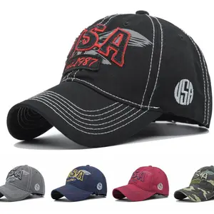 USA 1987 Letter Embroidery Distressed Baseball Cap, Casual Streetwear Hat