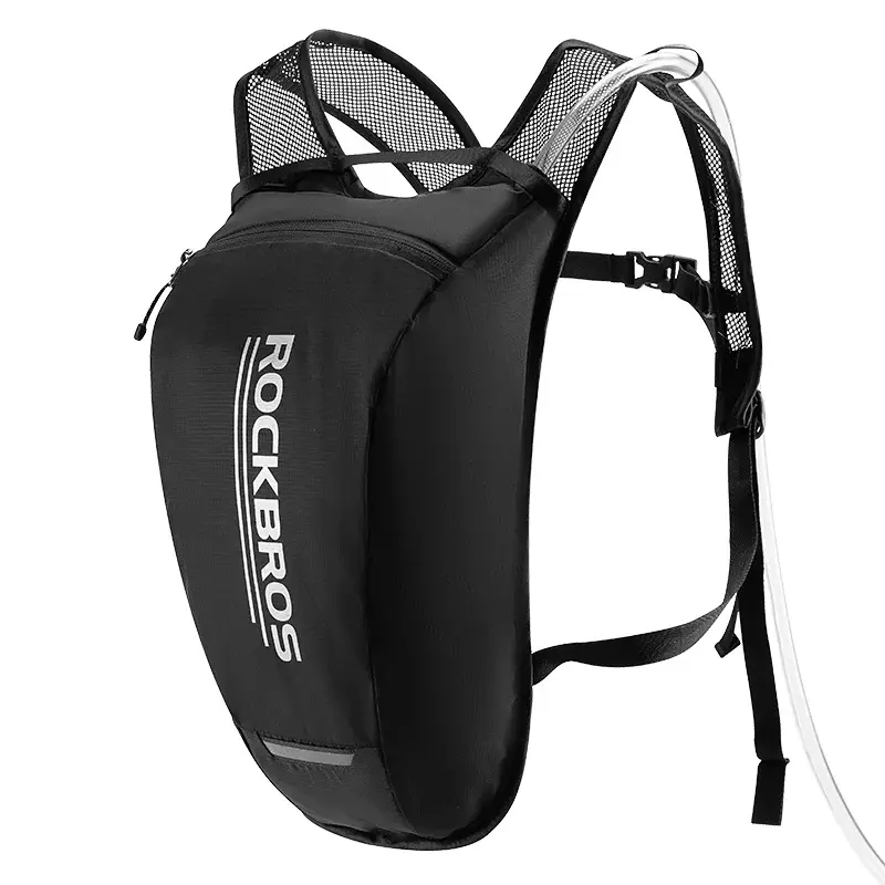 ROCKBROS Unisex Adult Lightweight Hydration Pack - 2L Leak-Proof Hydration Bladder, 1m Soft Drinking Tube, 340g Breathable Compact Water Backpack, Adjustable Breathable Shoulder Straps, Reflective Trim, Ergonomic Design Back Panel, for Cycling Hiking