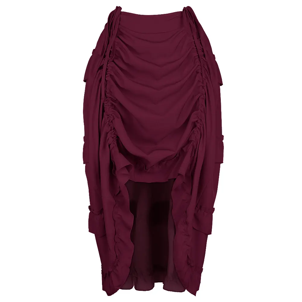 Women's Steampunk Victorian Skirt Pirate Ruffle High Low Skirts Renaissance Ruched Asymmetrical Midi Skirt, Adjustable Drawstring Design Perfect to Match Fishbone Corset, Vintage Skirt for Themed Party, Cosplay Gathering & Renaissance Events