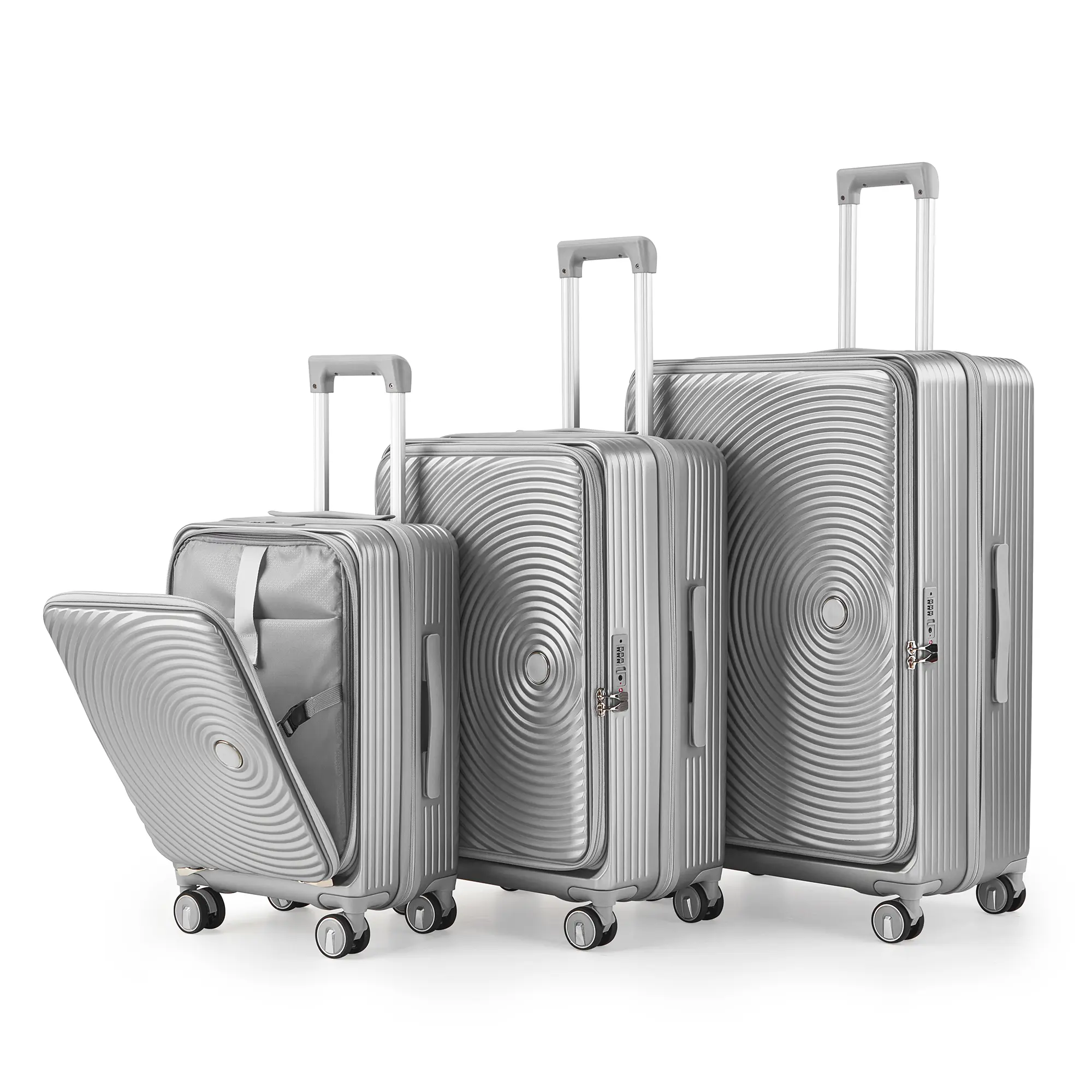 3-piece luggage set (20/24/28), expandable carry on luggage, airline approved, 100% PC hard shell and lightweight luggage compartment, with TSA lock front pocket and swivel wheels, size can be folded, storage is super easy, sturdy frame