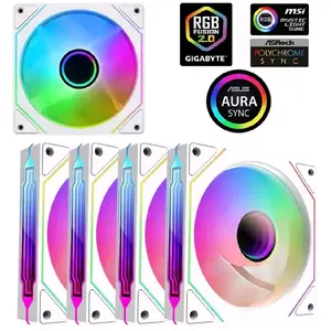 Prism 4 Pro 120mm ARGB PWM Case Fan - Infinity Mirror Side & Center LED, High-Performance Quiet Gaming PC Cooling, Forward/Reverse Blade Options for Clean Aesthetics, 5V 3-Pin ARGB - Black & White  Forward & Reverse