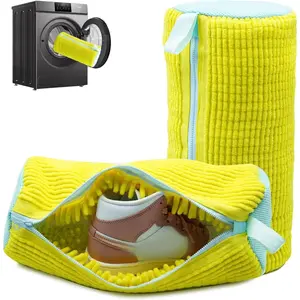 Shoe Machine Bag Reusable Zippered Laundry Shoe Bag For Machine Wash Dry Multifunctional (Yellow-2pcs)