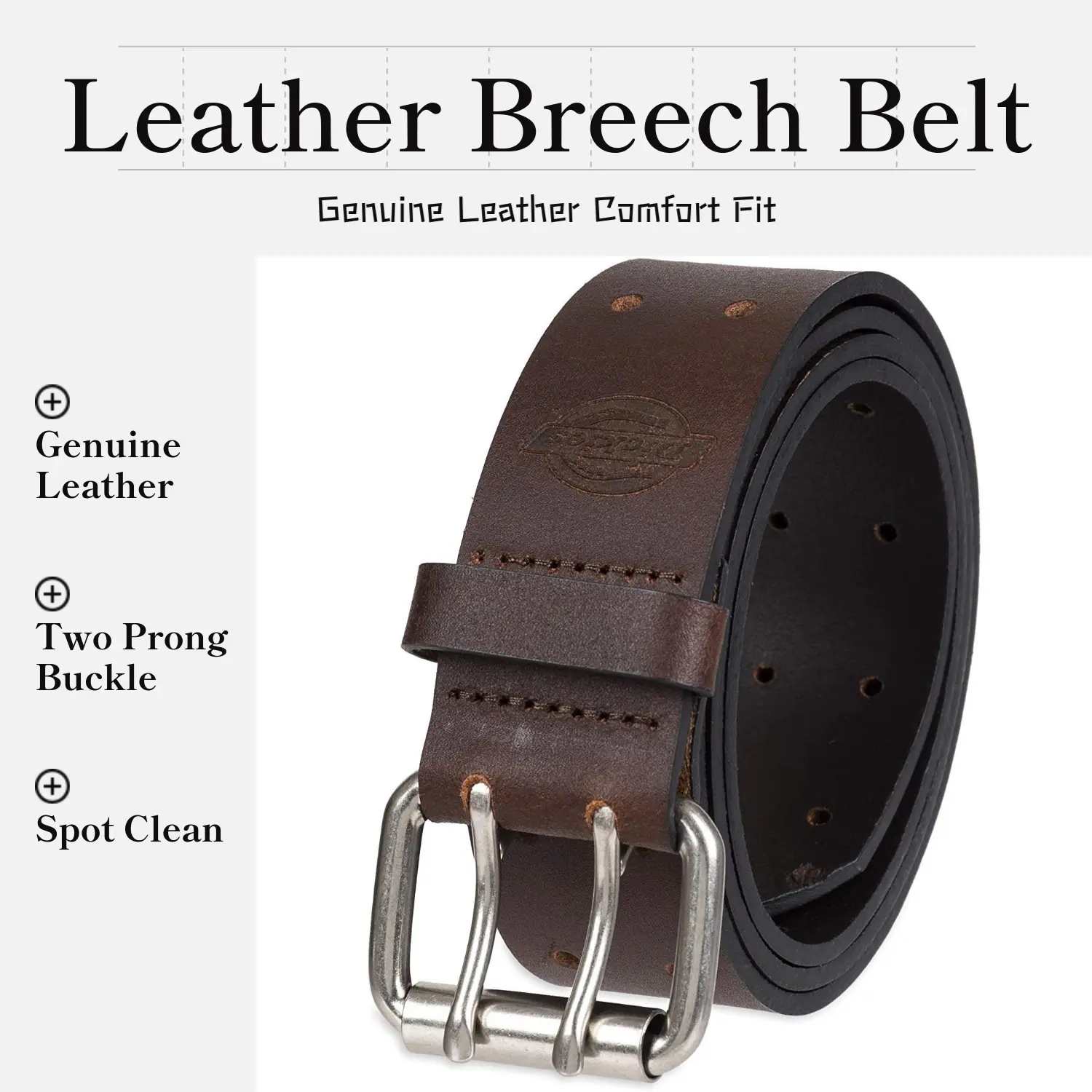 Dickies Men's Big & Tall 35MM Leather Two Hole Perforated Bridle Belt