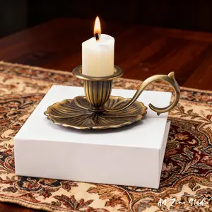 Vintage Antique Copper Candle Holder, Romantic Dinner Ambiance, Elegant Carved Design, Soft Warm Light, Perfect Gift for Couples, Vintage Candle Stand