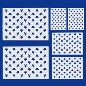 6 Pieces 50 Star Stencils for American Flag Plastic Star Stencil Template for Painting on Wood Crafts Fabric Paper Airbrush Wall Art Reusable 50 Stars Field Stencil for Independence Day (3 Sizes)