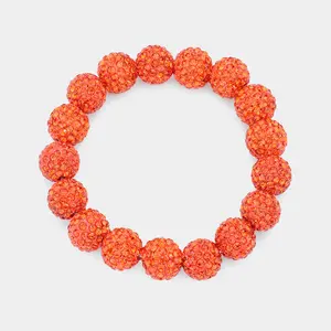 Orange Rhinestone Ball Stretch Bracelet | Fun Fashion | 525696