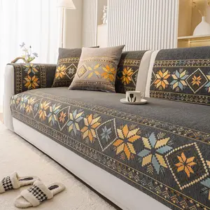 Boho Style Geometric Pattern Sofa Cover, 1 Count Non-slip Sofa Slipcover, Sofa Protector for Home Living Room, Bedroom, Hotel, Dormitory