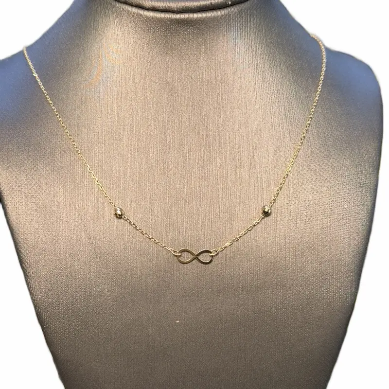 Female 14k Gold Necklace Chain, Infinity Design, 17in + 1in Extension, 1-Size Daily Chain Jewelry Necklaces