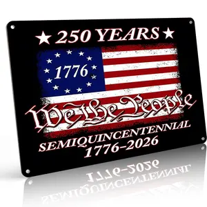 Patriotic We The People Metal Sign "250 YEARS SEMIQUINCENTENNIAL 1776-2026" Retro Wall Art & Home Decoration, Wall Decor & Bedroom Decor for Home, 8×12 Inch Aluminum, Vintage Patriotic Style, Ideal Gift for Patriots & American History Fans