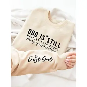 Women’s letter-print drop-shoulder sweatshirt, casual long-sleeve crewneck pullover for autumn, women’s top for everyday wear