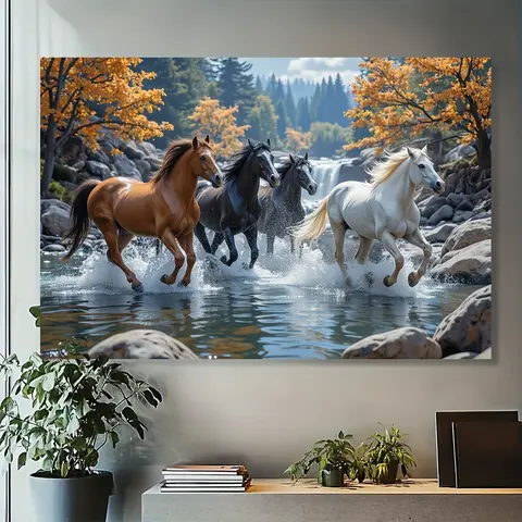 Vintage Horse-Figure Printed Polyester Peach Skin Tapestry - Industrial 1-Piece Vintage Room Decor, Animals Wall Decor Bedroom, Easy to Clean, Detailed Print, Traditional French Country Accent, Animal Lover Gift, Multi-Use Home Accessory