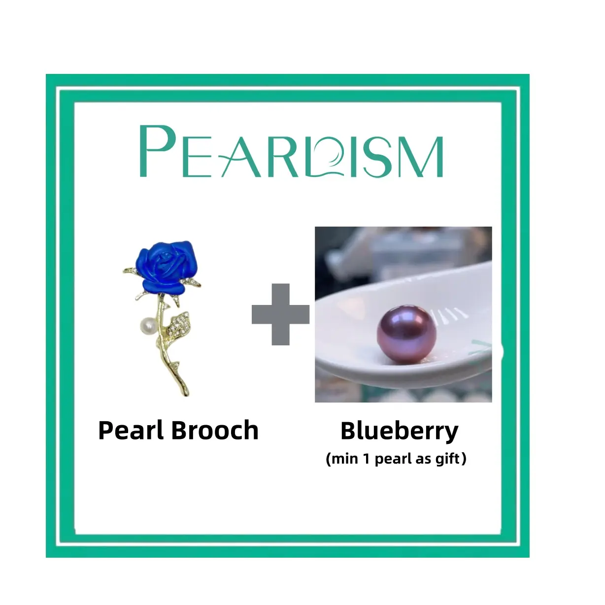 【Andrew】 Blue Rose Pearl Brooch + Blueberry Edison pearl gift (Min 1 Edison pearl as gift ) [Open in live ]- Freshwater pink/purple color Pearl