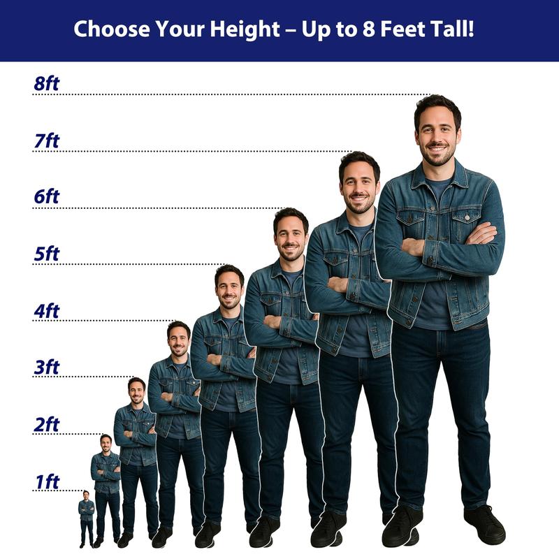 Custom Life Size Cardboard Cutout - Made in USA - Personalized Photo Standee for Wedding, Graduation & Party