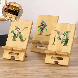 Wooden Phone Stand, Detachable Bamboo Phone & Tablet Stand, Universal Phone Base with Holes, Portable Desktop Phone Cross Stand for Tables, Desks, and Bedside, Mount